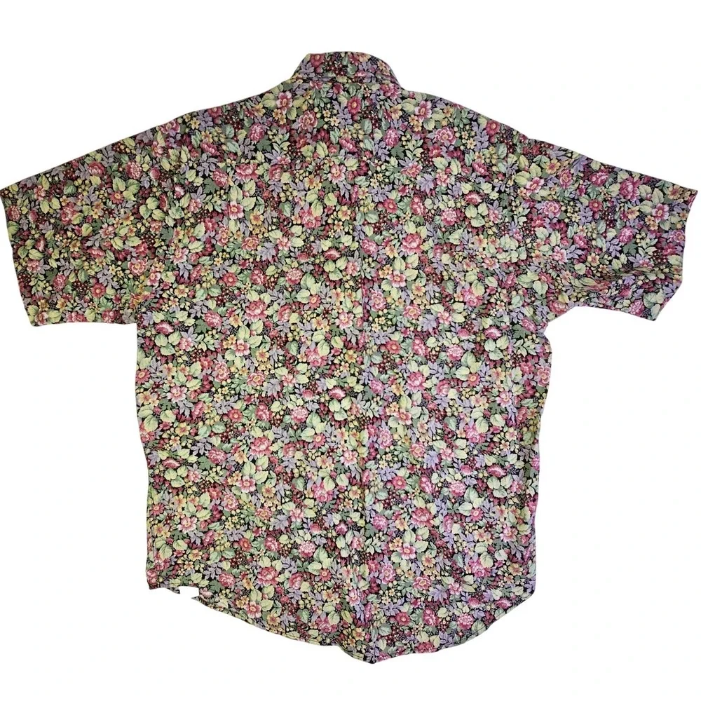 Tango by Max Raab Mens Large Floral Button Down Shirt Vintage Cotton Made in USA - Picture 2 of 11